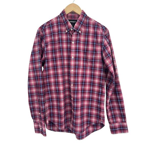 Bonobos Slim Fit Pink Plaid Long Sleeve Button Down Medium - Picture 1 of 4